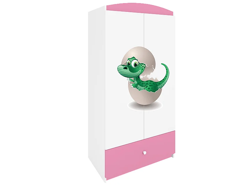 Kinderkleiderschrank Babydreams Drehtürenschrank Kleiderschrank Kleiner Dino Hellrosa