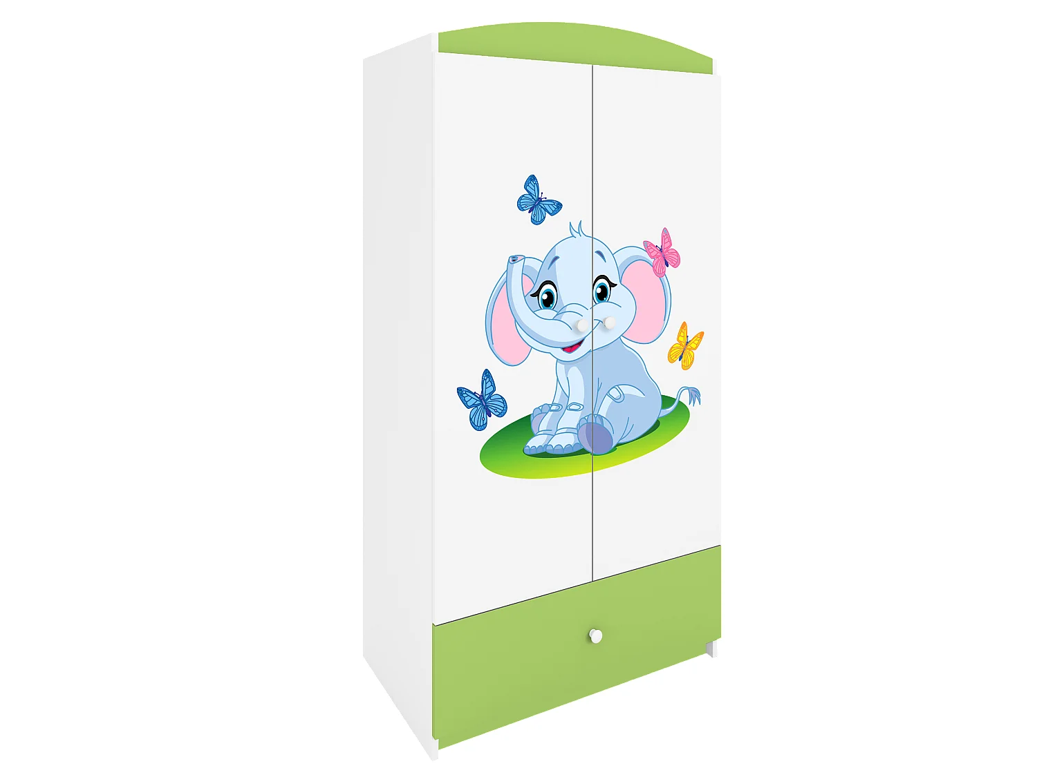 Kinderkleiderschrank Babydreams Drehtürenschrank Kleiderschrank Elefant Grün