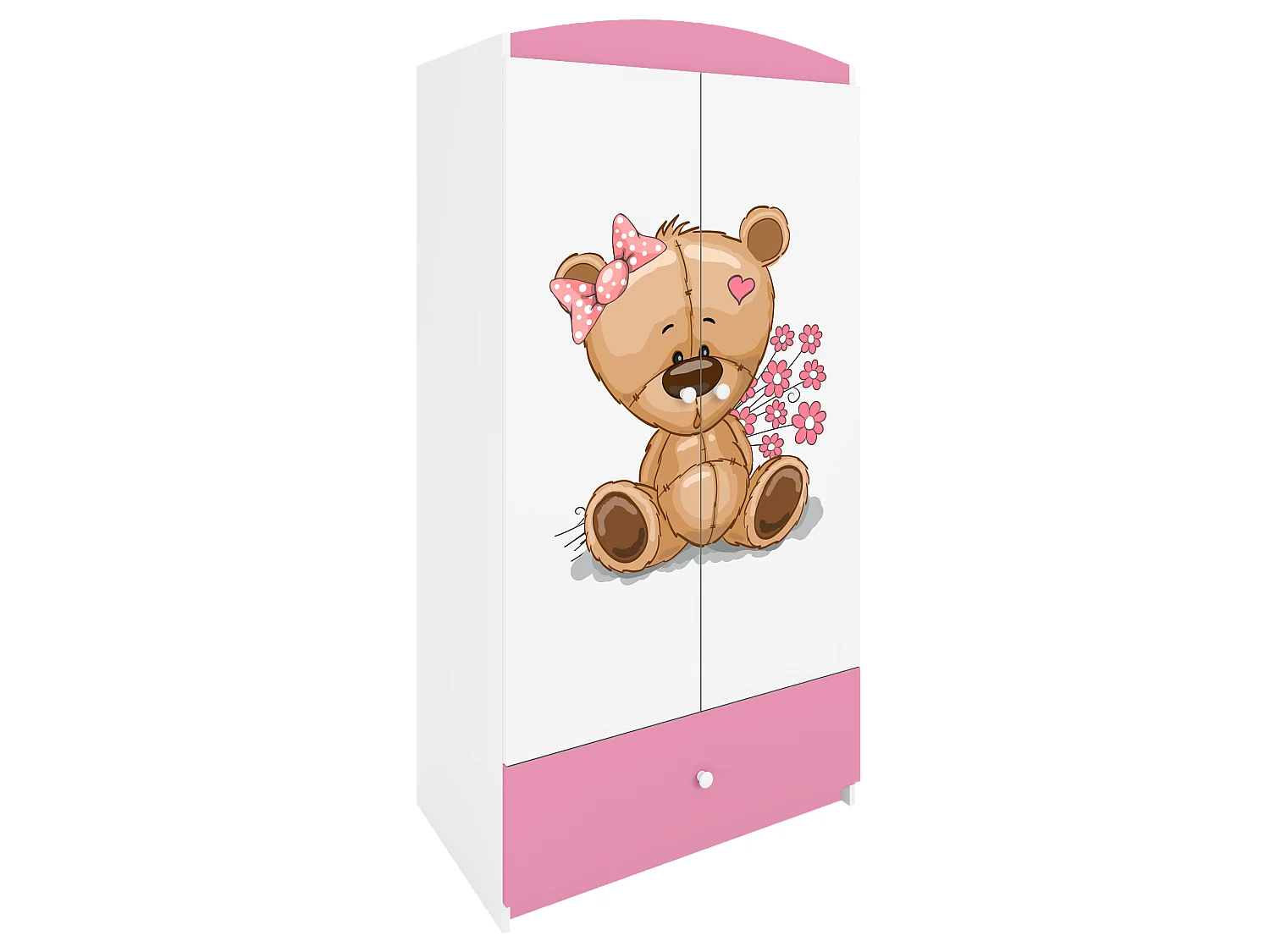 Kinderkleiderschrank Babydreams Drehtürenschrank Kleiderschrank Teddybär II Hellrosa