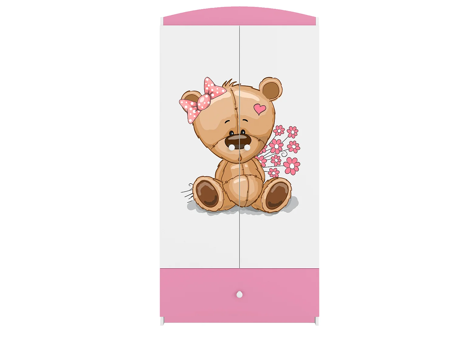 Kinderkleiderschrank Babydreams Drehtürenschrank Kleiderschrank Teddybär II Hellrosa