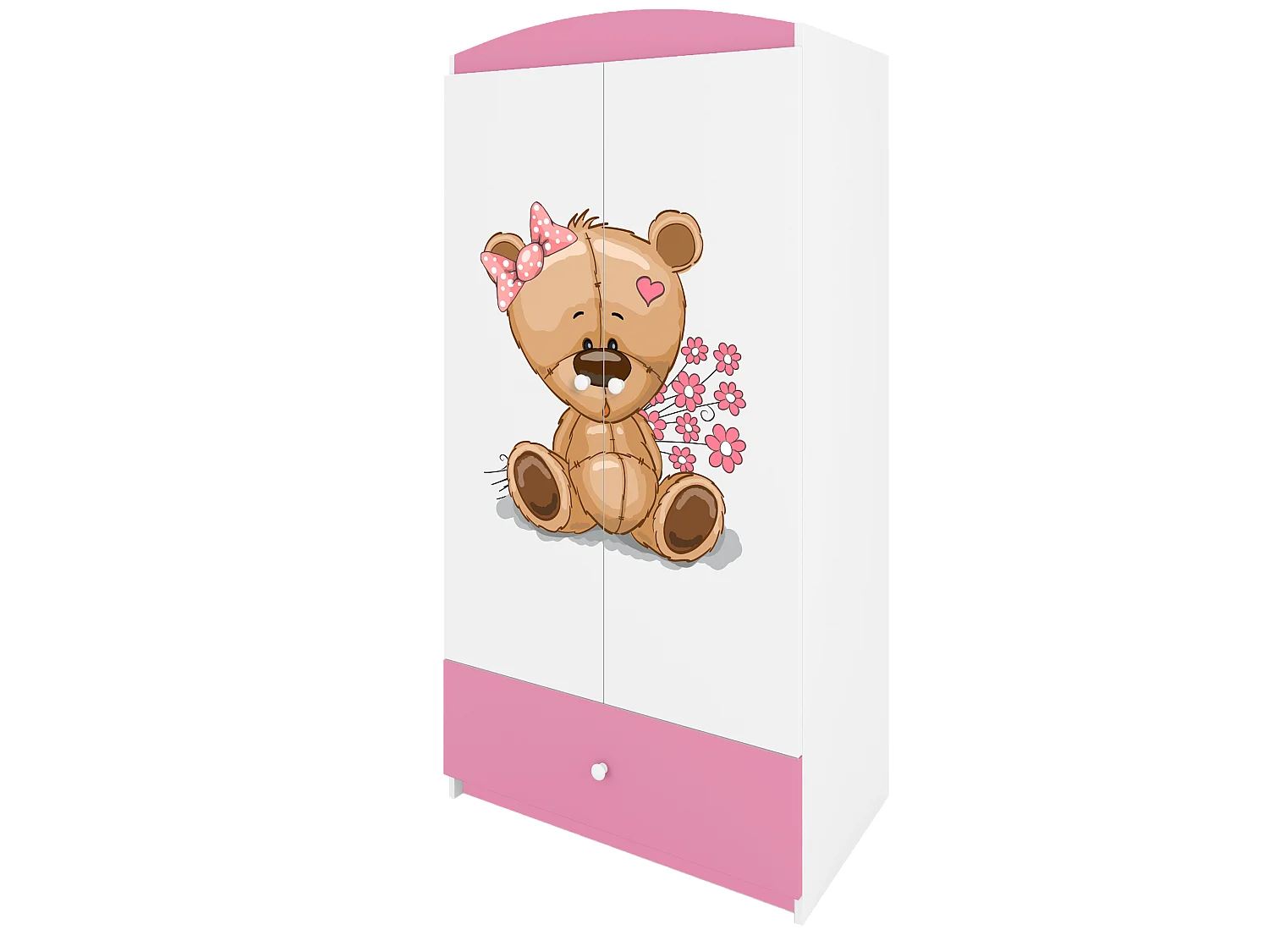 Kinderkleiderschrank Babydreams Drehtürenschrank Kleiderschrank Teddybär II Hellrosa