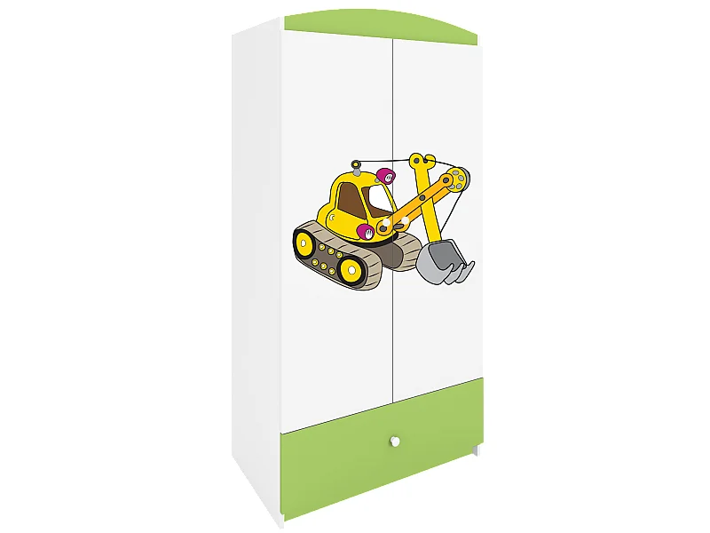 Kinderkleiderschrank Babydreams Drehtürenschrank Kleiderschrank Excavator Grün