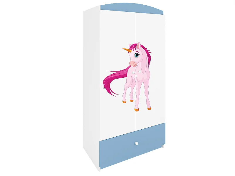 Kinderkleiderschrank Babydreams Drehtürenschrank Kleiderschrank Einhorn Blau