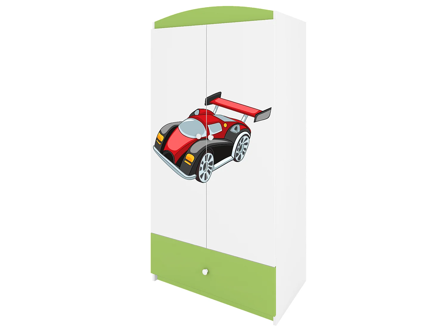 Kinderkleiderschrank Babydreams Drehtürenschrank Kleiderschrank Rennwagen Grün