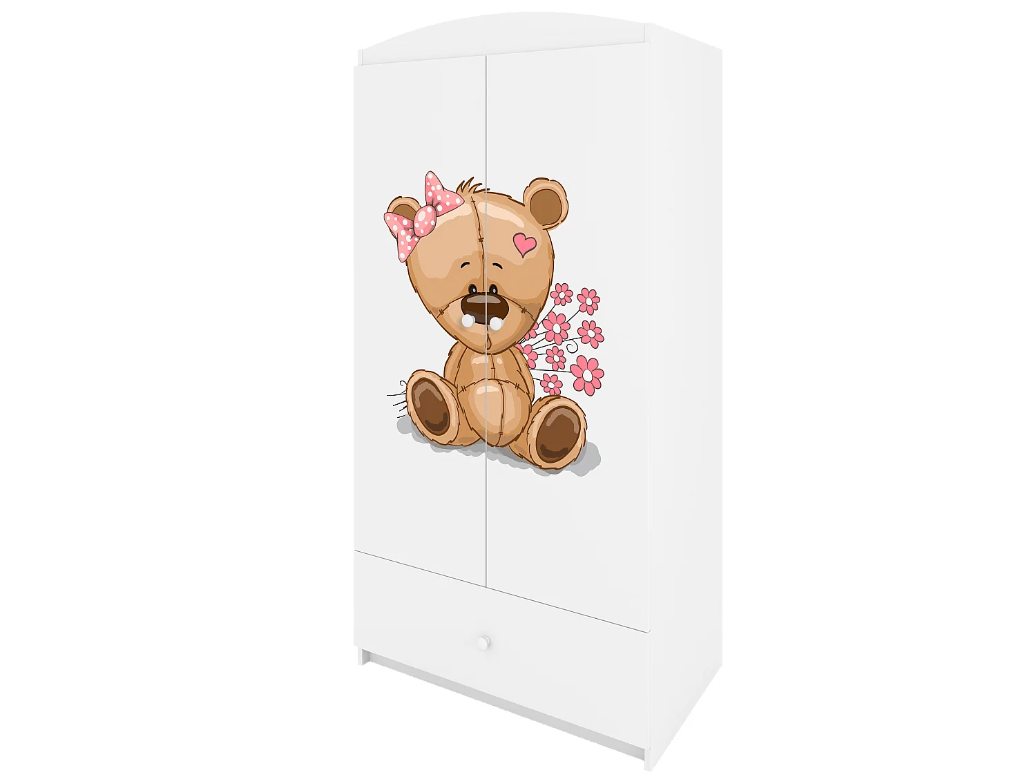 Kinderkleiderschrank Babydreams Drehtürenschrank Kleiderschrank Teddybär II Weiß
