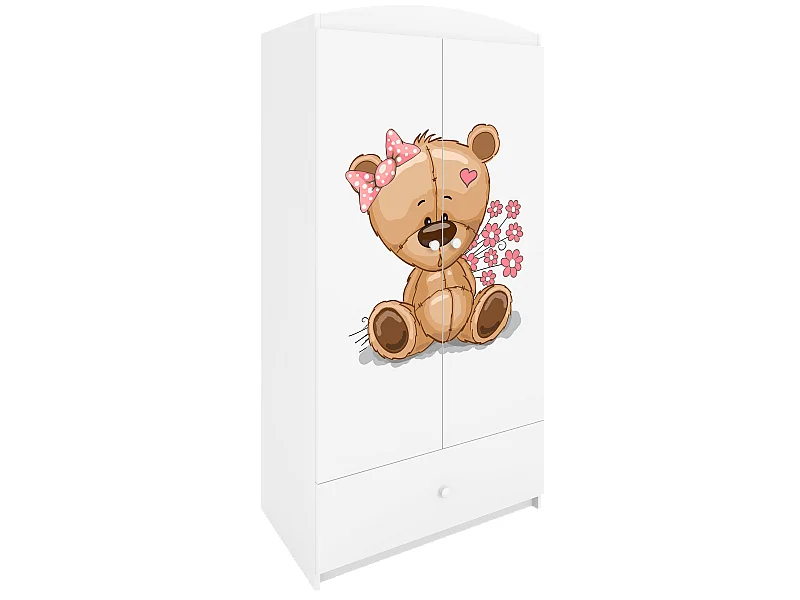Kinderkleiderschrank Babydreams Drehtürenschrank Kleiderschrank Teddybär II Weiß