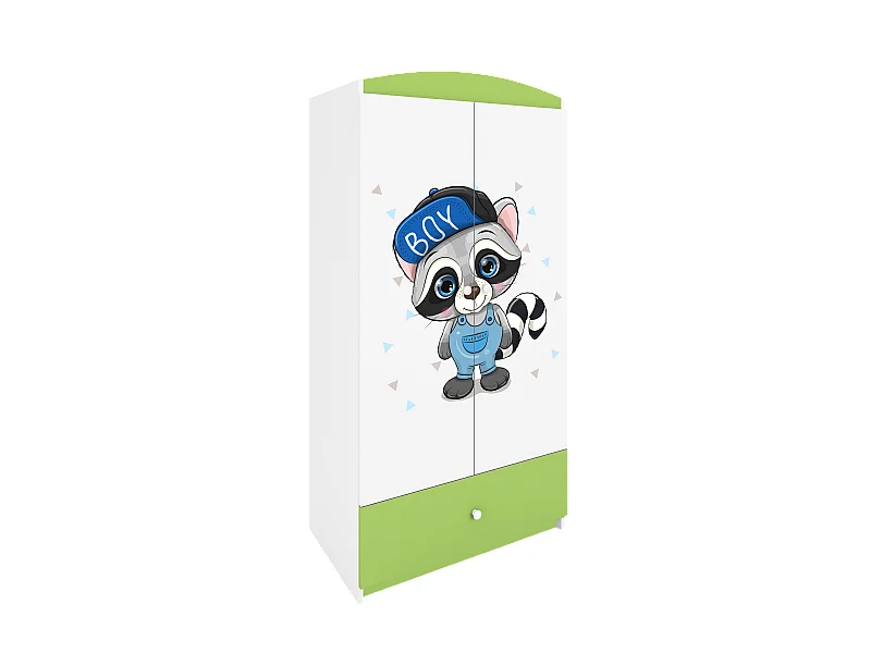 Kinderkleiderschrank Babydreams Drehtürenschrank Kleiderschrank Waschbär Grün