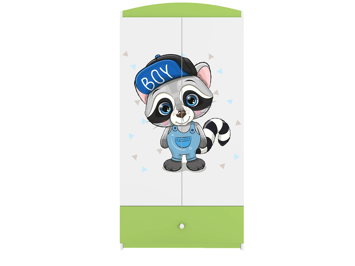 Kinderkleiderschrank Babydreams Drehtürenschrank Kleiderschrank Waschbär Grün