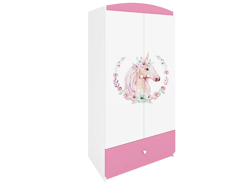 Kinderkleiderschrank Babydreams Drehtürenschrank Kleiderschrank Pferd Hellrosa