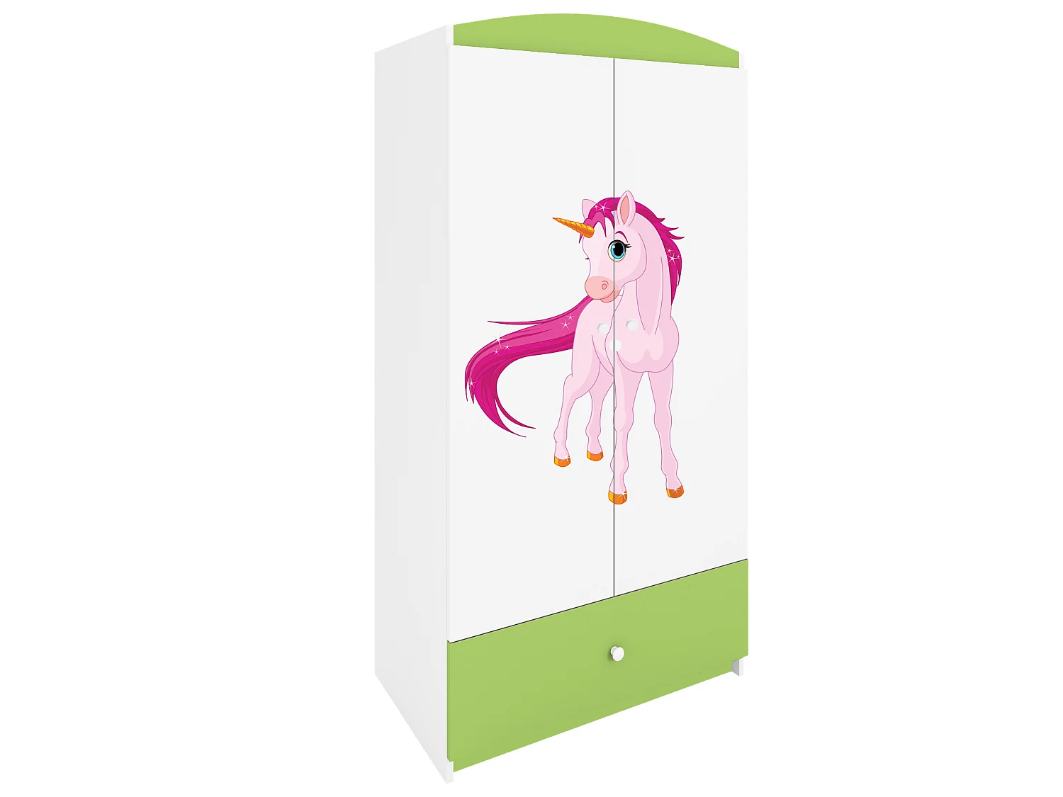 Kinderkleiderschrank Babydreams Drehtürenschrank Kleiderschrank Einhorn Grün