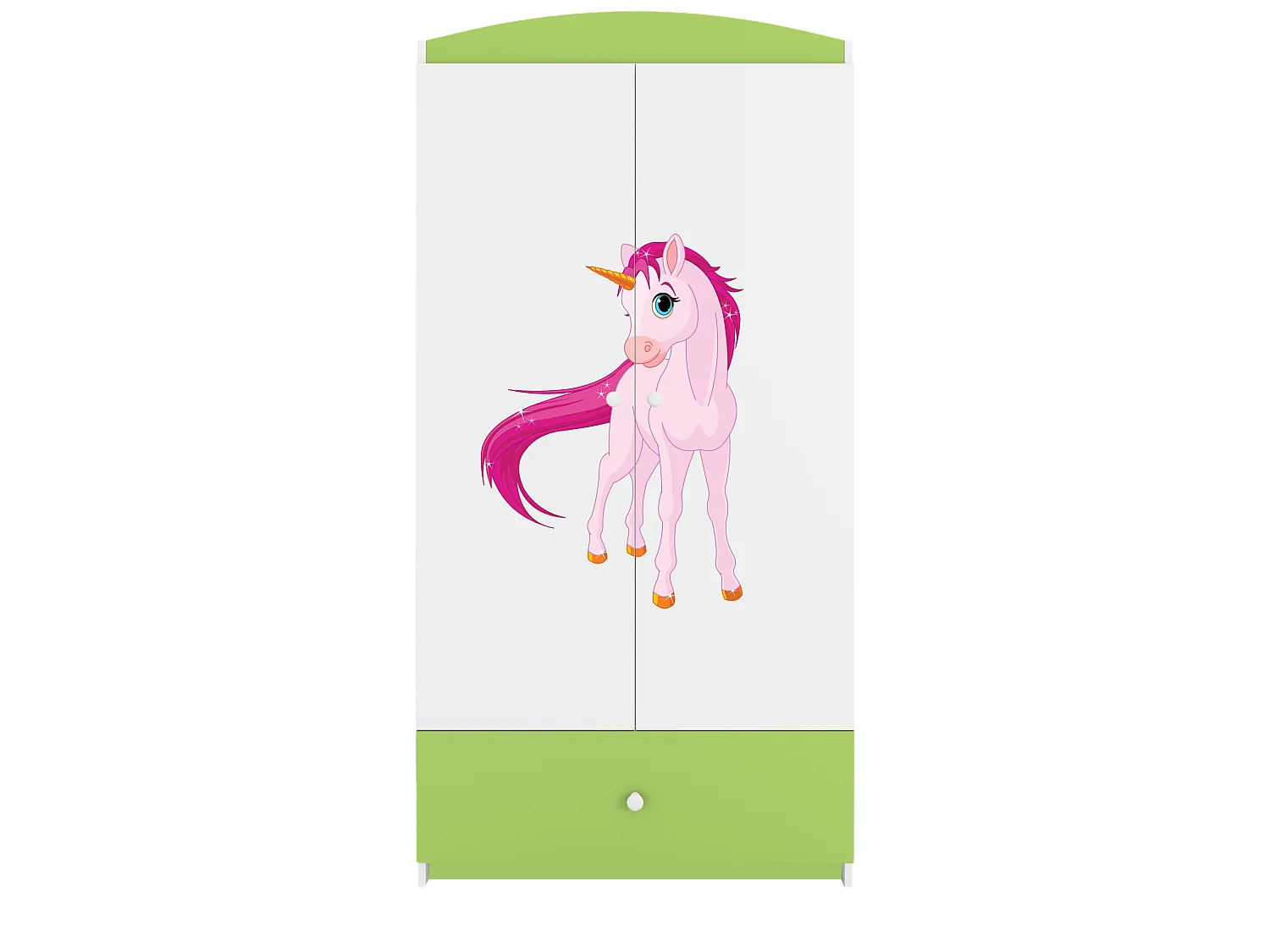 Kinderkleiderschrank Babydreams Drehtürenschrank Kleiderschrank Einhorn Grün