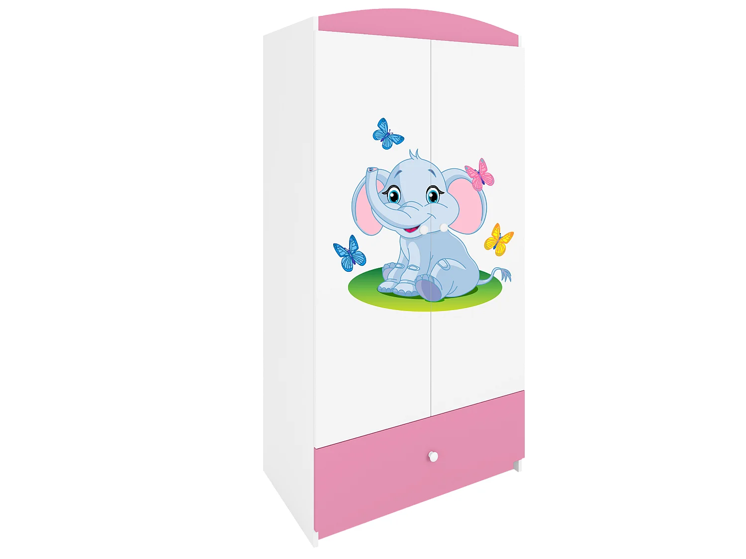 Kinderkleiderschrank Babydreams Drehtürenschrank Kleiderschrank Elefant Hellrosa