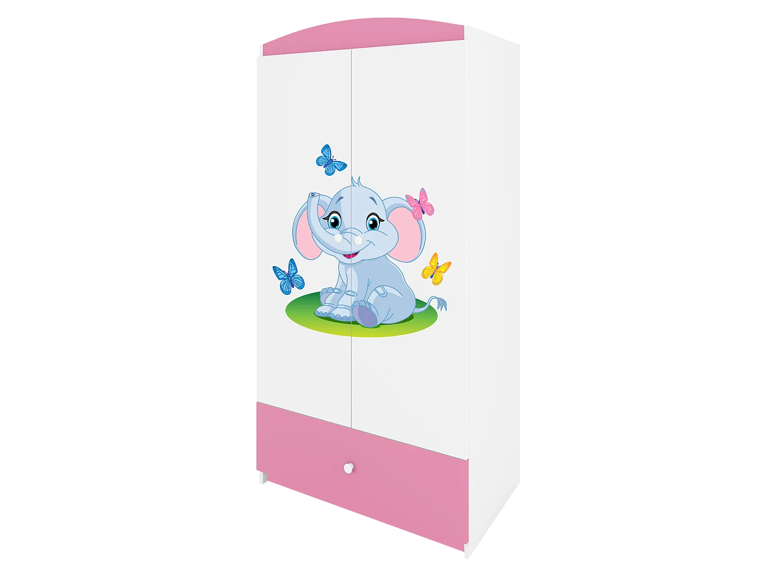 Kinderkleiderschrank Babydreams Drehtürenschrank Kleiderschrank Elefant Hellrosa