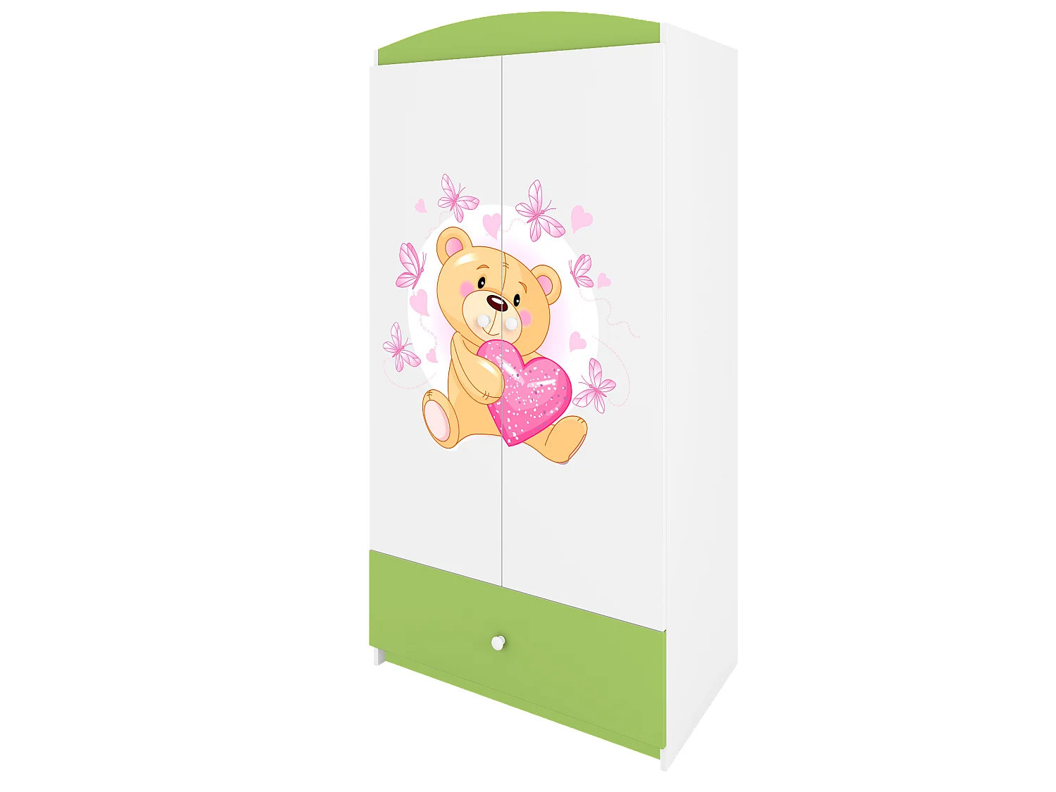 Kinderkleiderschrank Babydreams Drehtürenschrank Kleiderschrank Teddybär I Grün