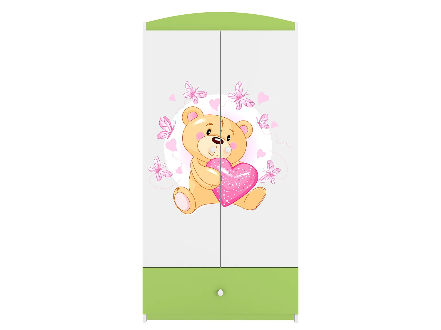 Kinderkleiderschrank Babydreams Drehtürenschrank Kleiderschrank Teddybär I Grün