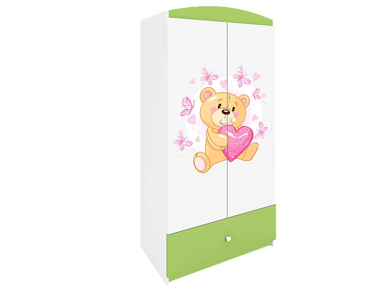 Kinderkleiderschrank Babydreams Drehtürenschrank Kleiderschrank Teddybär I Grün