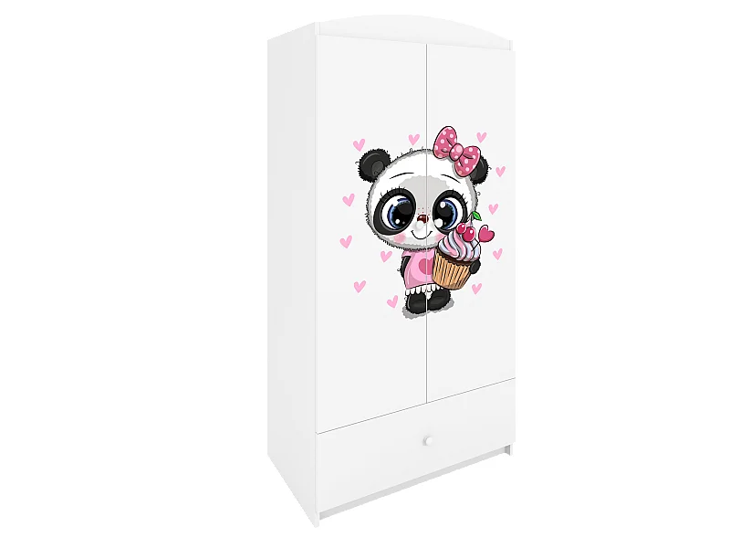 Kinderkleiderschrank Babydreams Drehtürenschrank Kleiderschrank Panda Weiß