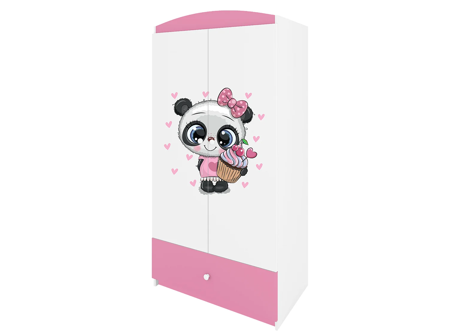 Kinderkleiderschrank Babydreams Drehtürenschrank Kleiderschrank Panda Hellrosa