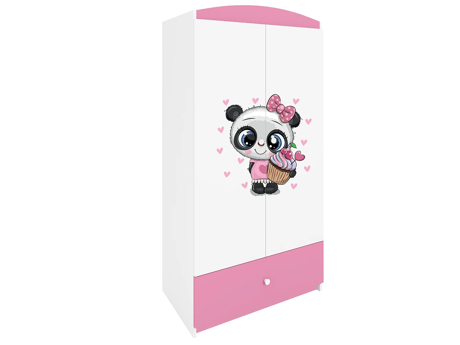 Kinderkleiderschrank Babydreams Drehtürenschrank Kleiderschrank Panda Hellrosa