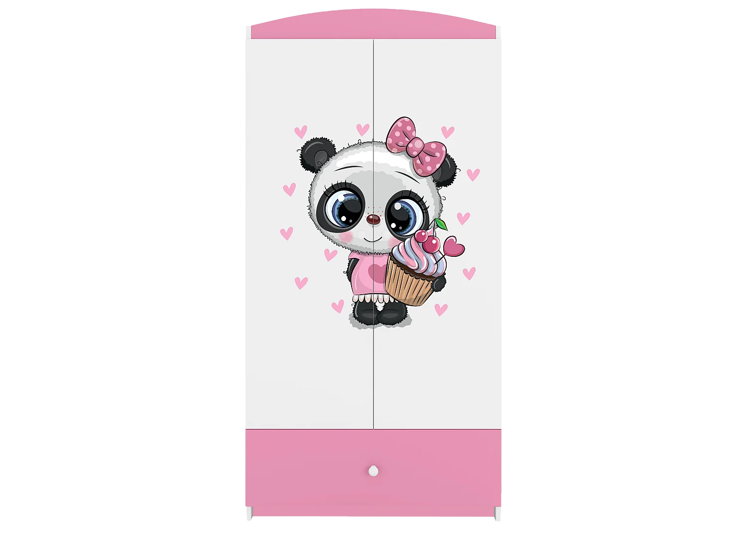 Kinderkleiderschrank Babydreams Drehtürenschrank Kleiderschrank Panda Hellrosa