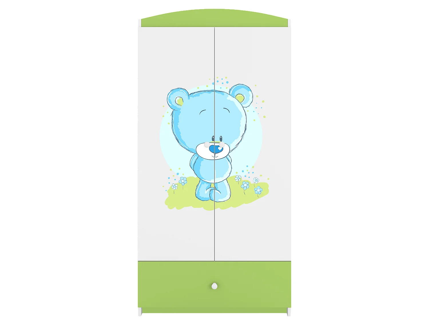 Kinderkleiderschrank Babydreams Drehtürenschrank Kleiderschrank Blaubär Grün