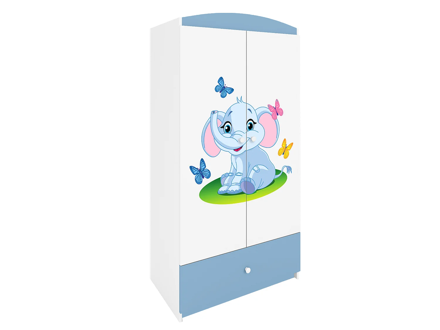 Kinderkleiderschrank Babydreams Drehtürenschrank Kleiderschrank Elefant Blau