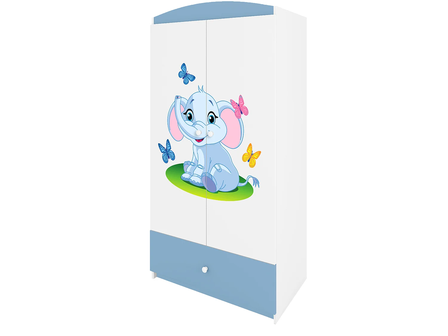 Kinderkleiderschrank Babydreams Drehtürenschrank Kleiderschrank Elefant Blau
