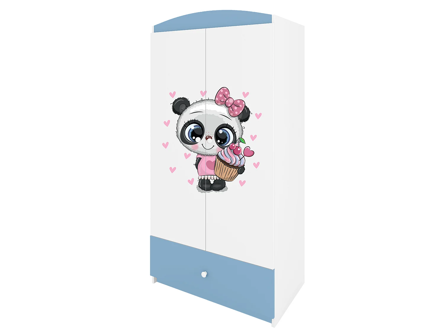 Kinderkleiderschrank Babydreams Drehtürenschrank Kleiderschrank Panda Blau