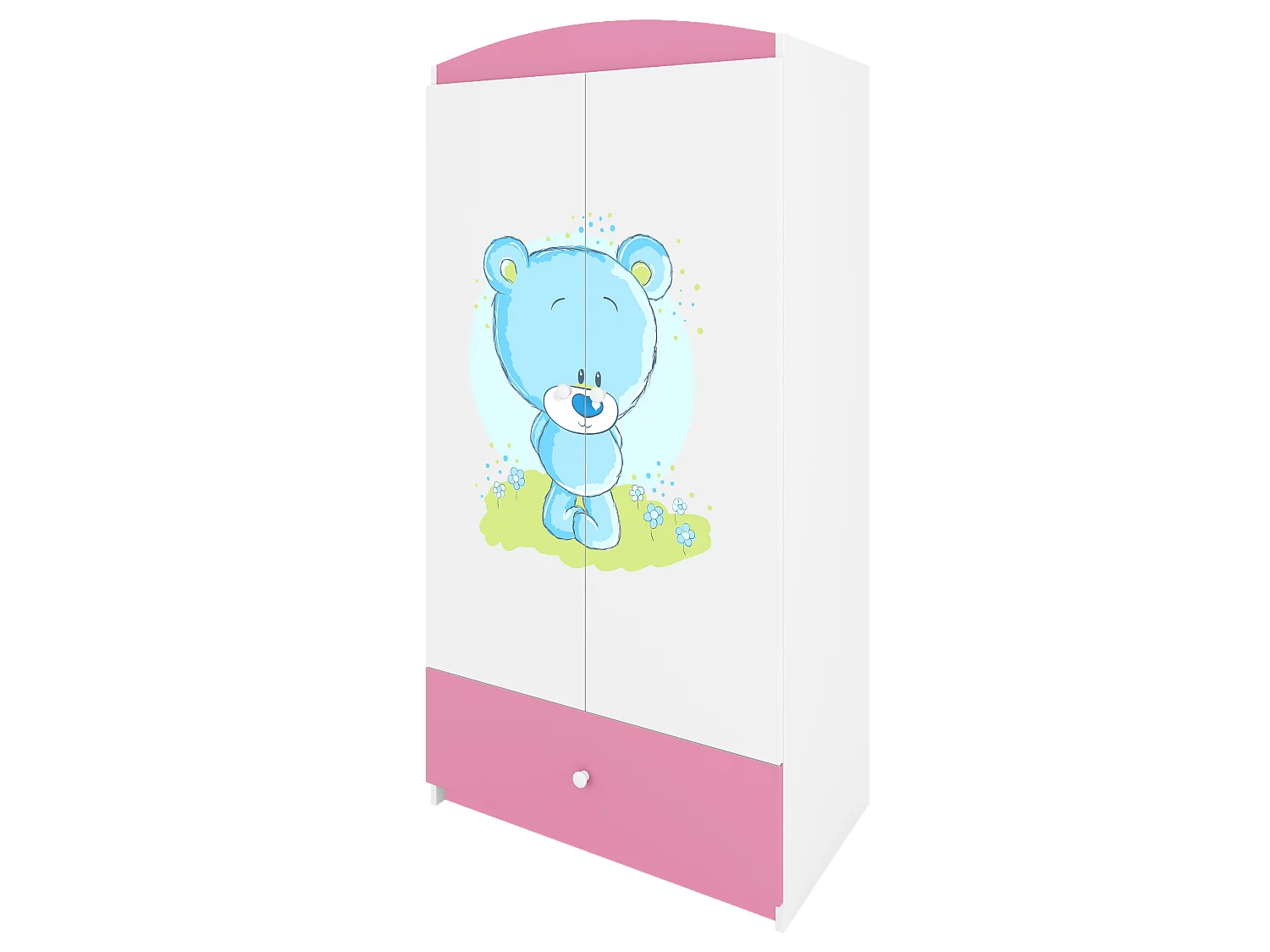 Kinderkleiderschrank Babydreams Drehtürenschrank Kleiderschrank Blaubär Hellrosa