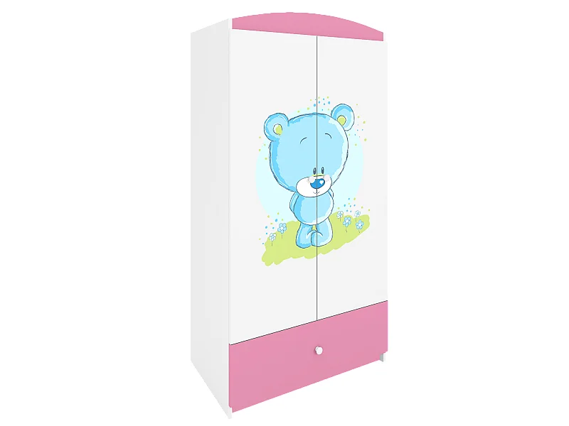 Kinderkleiderschrank Babydreams Drehtürenschrank Kleiderschrank Blaubär Hellrosa