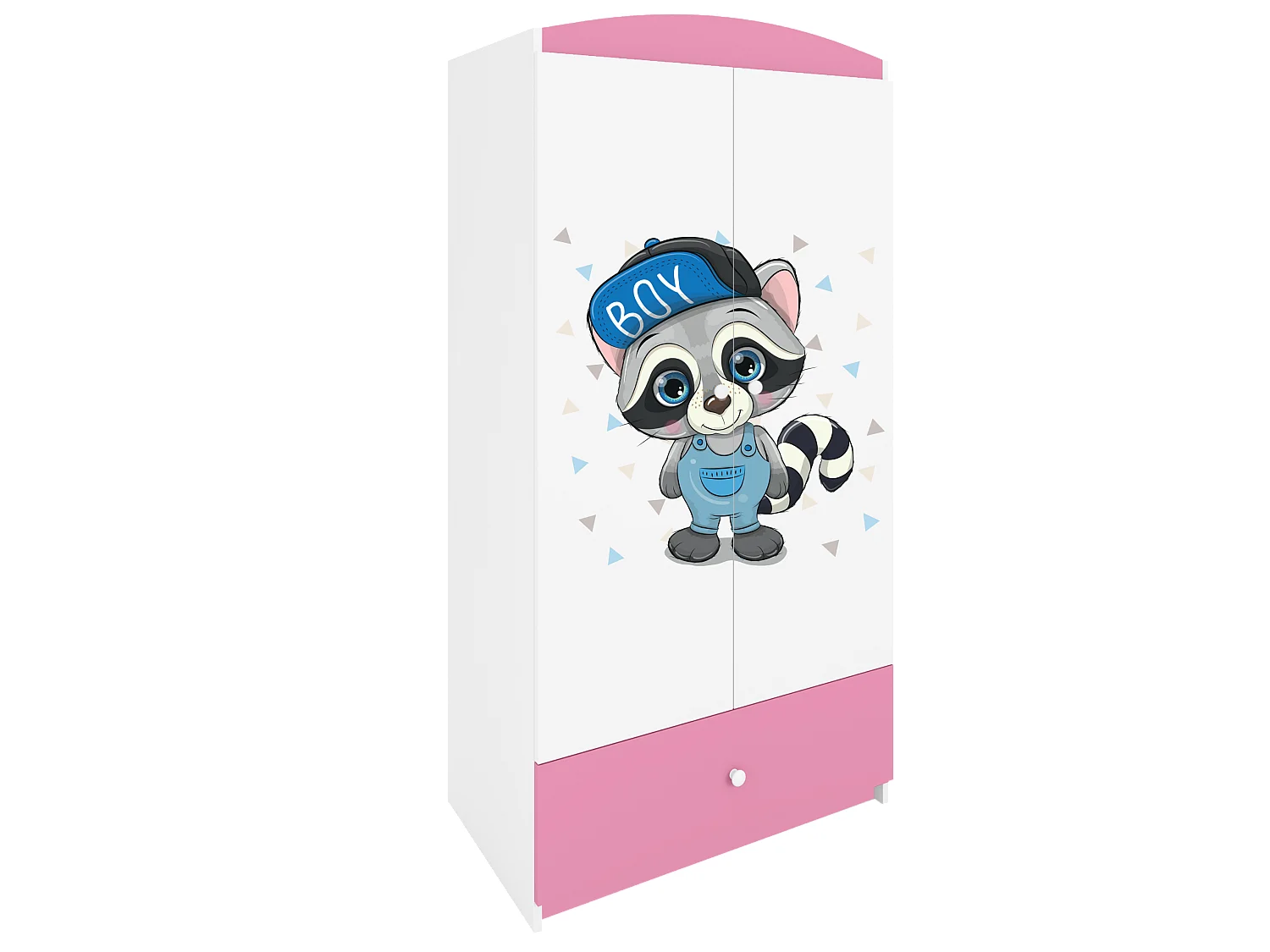 Kinderkleiderschrank Babydreams Drehtürenschrank Kleiderschrank Waschbär Hellrosa