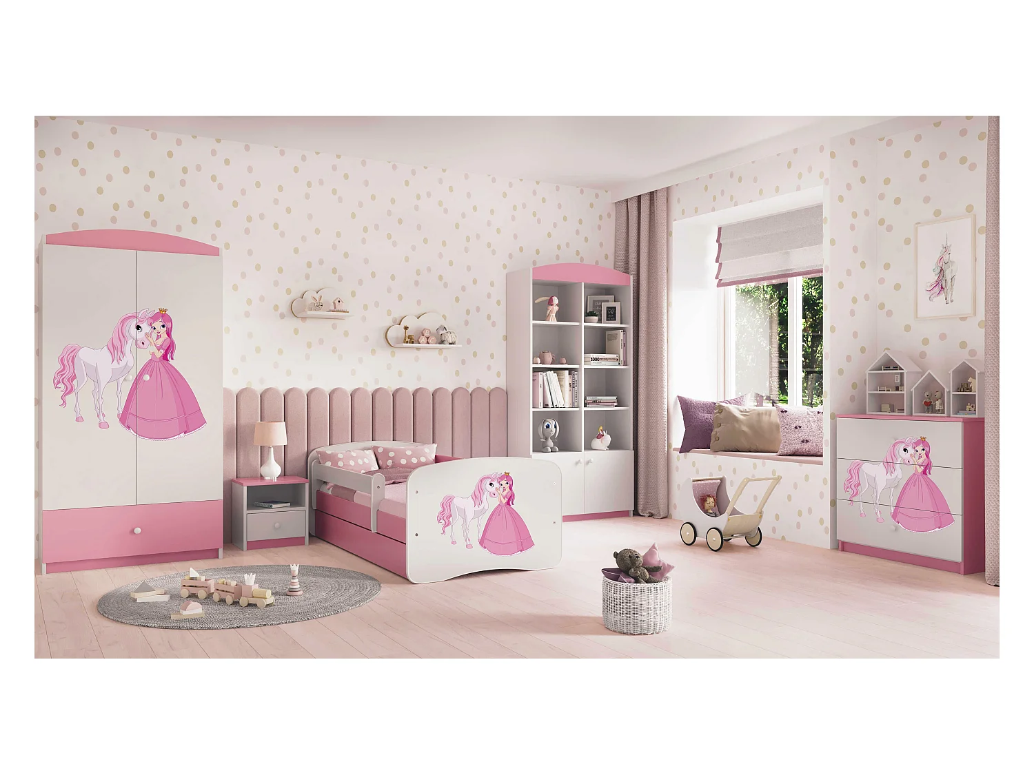 Kinderkleiderschrank Babydreams Drehtürenschrank Kleiderschrank Prinzessin I Hellrosa