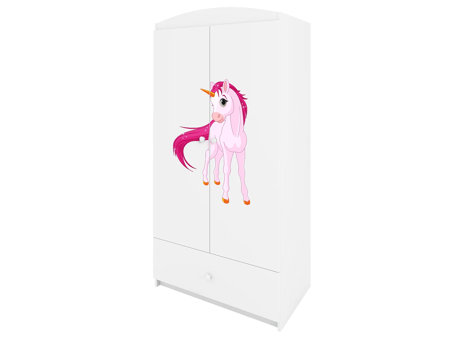 Kinderkleiderschrank Babydreams Drehtürenschrank Kleiderschrank Einhorn Weiß