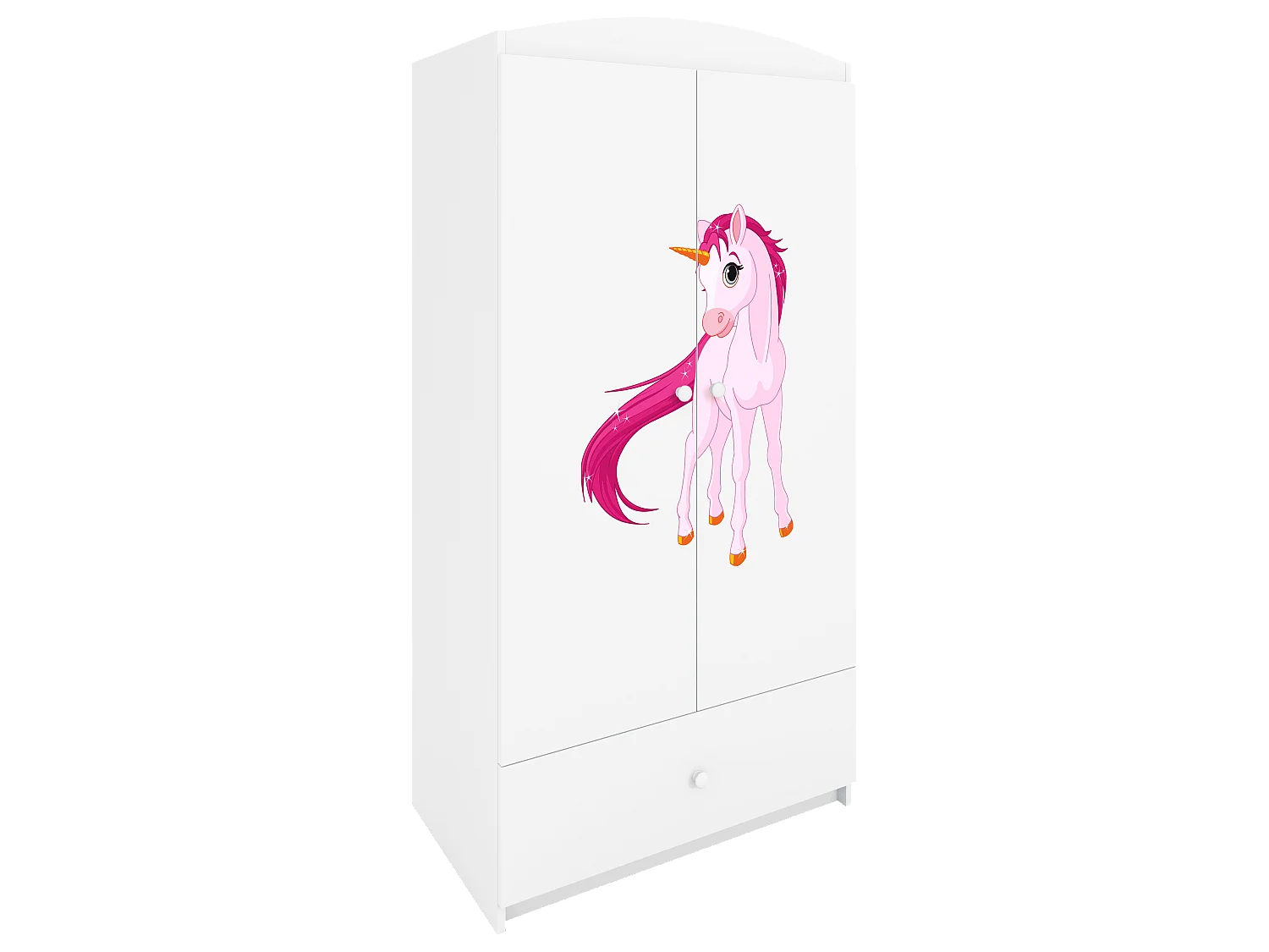 Kinderkleiderschrank Babydreams Drehtürenschrank Kleiderschrank Einhorn Weiß