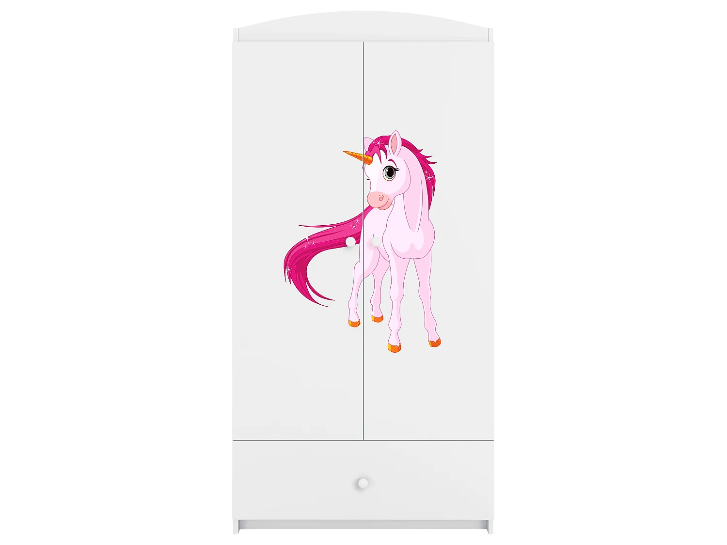 Kinderkleiderschrank Babydreams Drehtürenschrank Kleiderschrank Einhorn Weiß