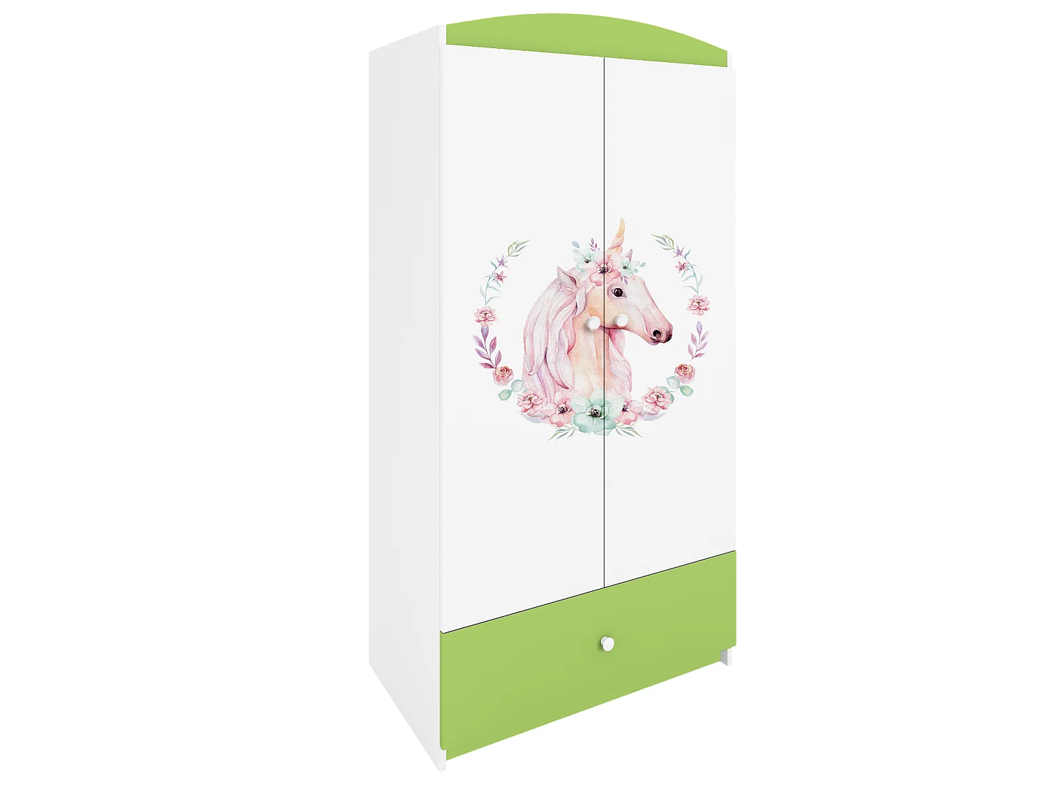 Kinderkleiderschrank Babydreams Drehtürenschrank Kleiderschrank Pferd Grün