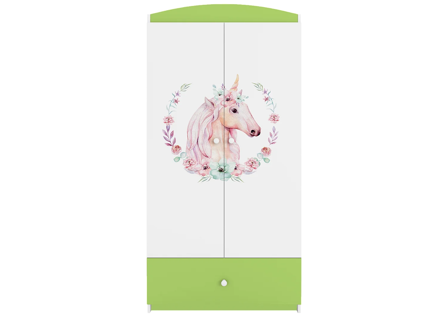 Kinderkleiderschrank Babydreams Drehtürenschrank Kleiderschrank Pferd Grün