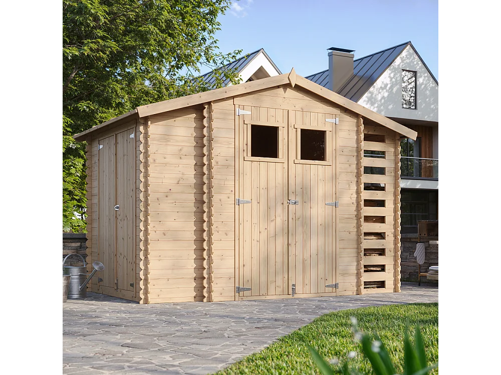 Casetta da giardino in legno - 3.53+0.97+0.97 m² - M389