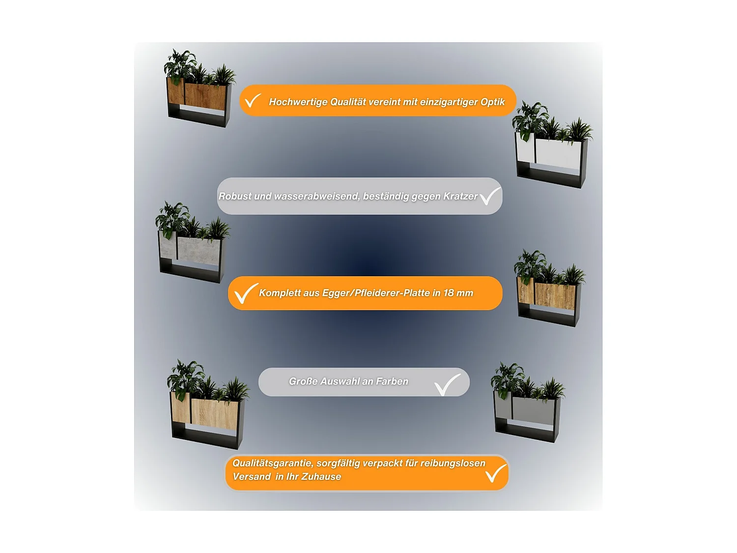 Blumenständer für Innenräume, Blumenkasten ohne Einsatz, Pflanzkasten 45x64,5x22,6cm