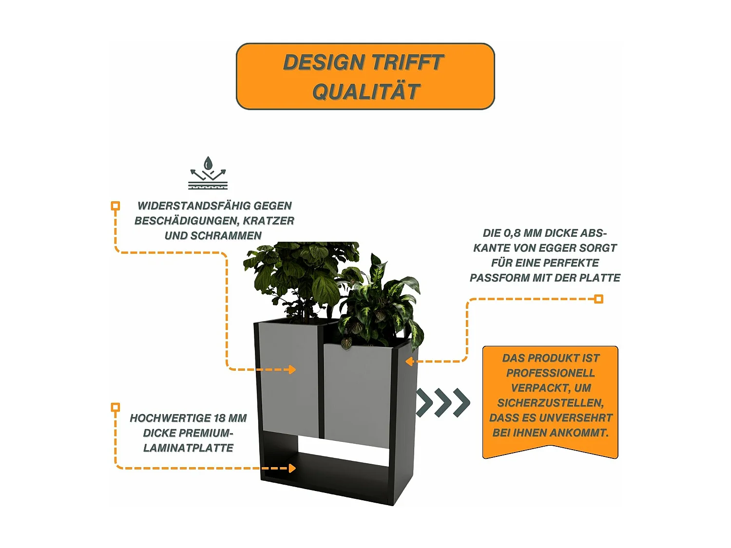 Blumenständer für Innenräume, Blumenkasten ohne Einsatz, Pflanzkasten 50x44x22,6cm