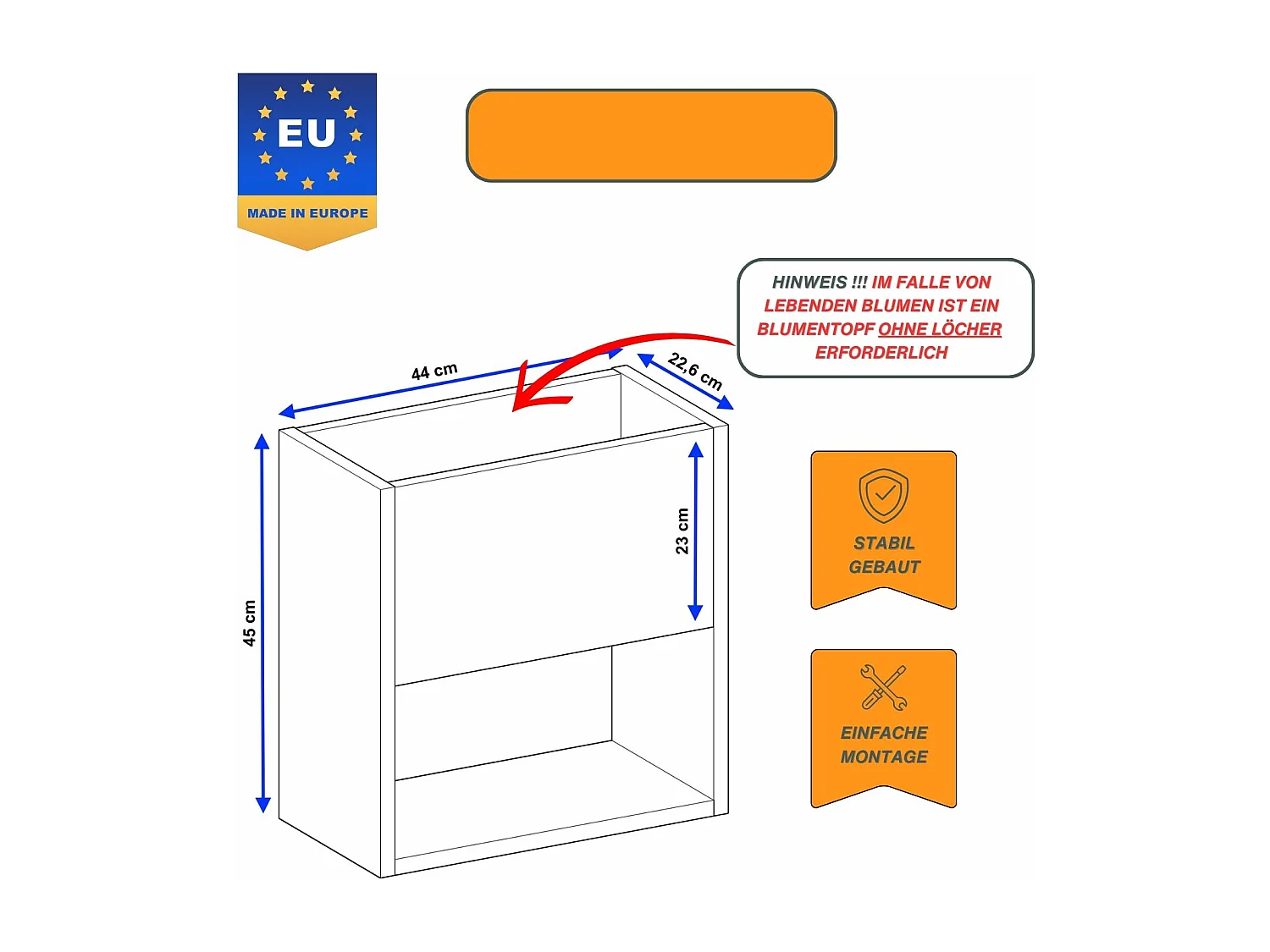 Blumenständer für Innenräume, Blumenkasten ohne Einsatz, Pflanzkasten 45x44x22,6cm