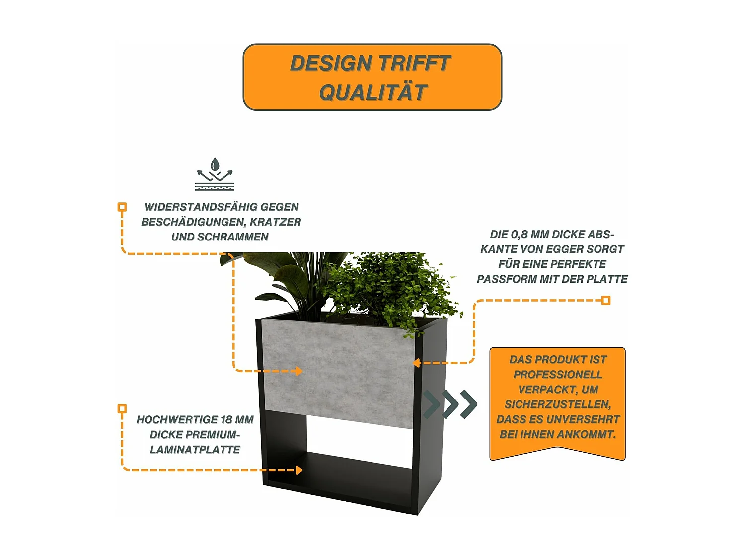 Blumenständer für Innenräume, Blumenkasten ohne Einsatz, Pflanzkasten 45x44x22,6cm