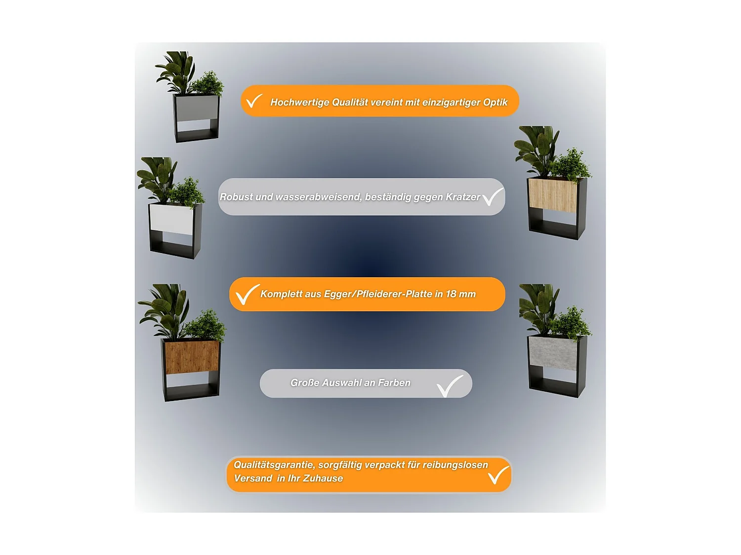 Blumenständer für Innenräume, Blumenkasten ohne Einsatz, Pflanzkasten 45x44x22,6cm