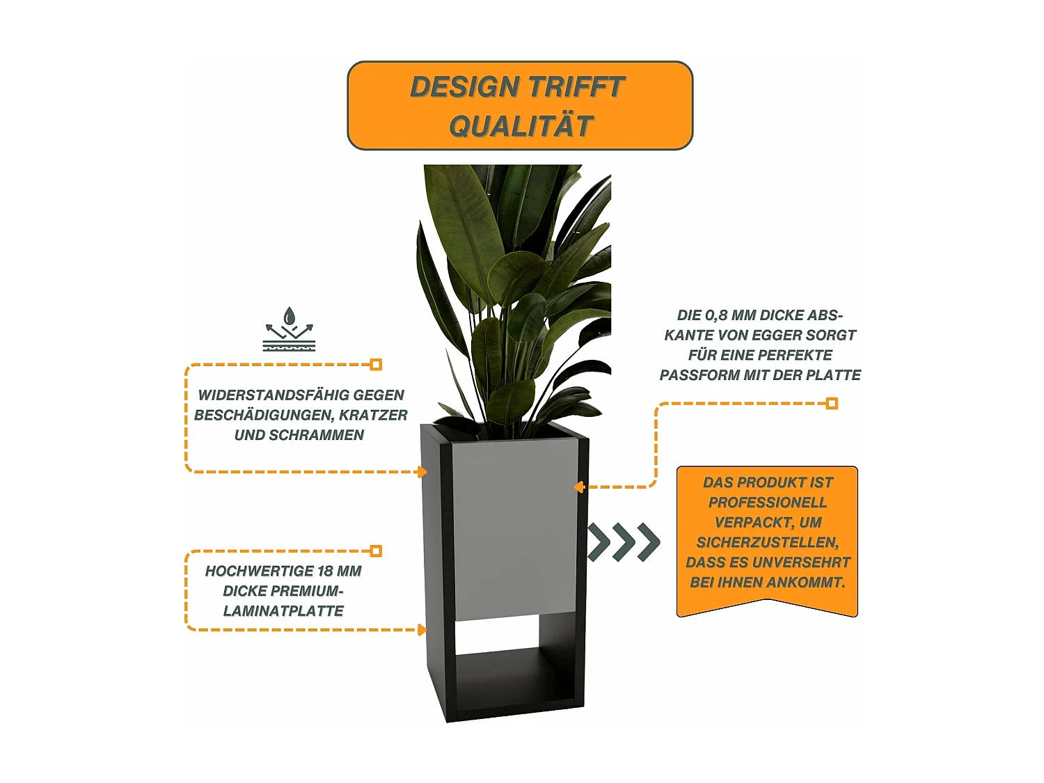 Blumenständer für Innenräume, Blumenkasten ohne Einsatz, Pflanzkasten 45x22,6x22,6cm