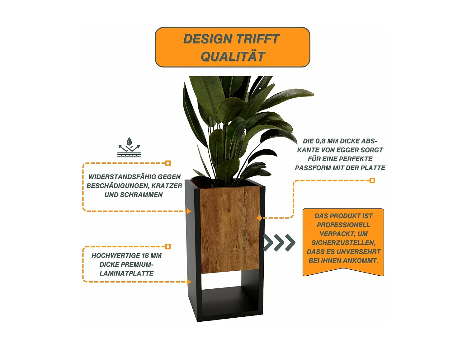 Blumenständer für Innenräume, Blumenkasten ohne Einsatz, Pflanzkasten 45x22,6x22,6cm