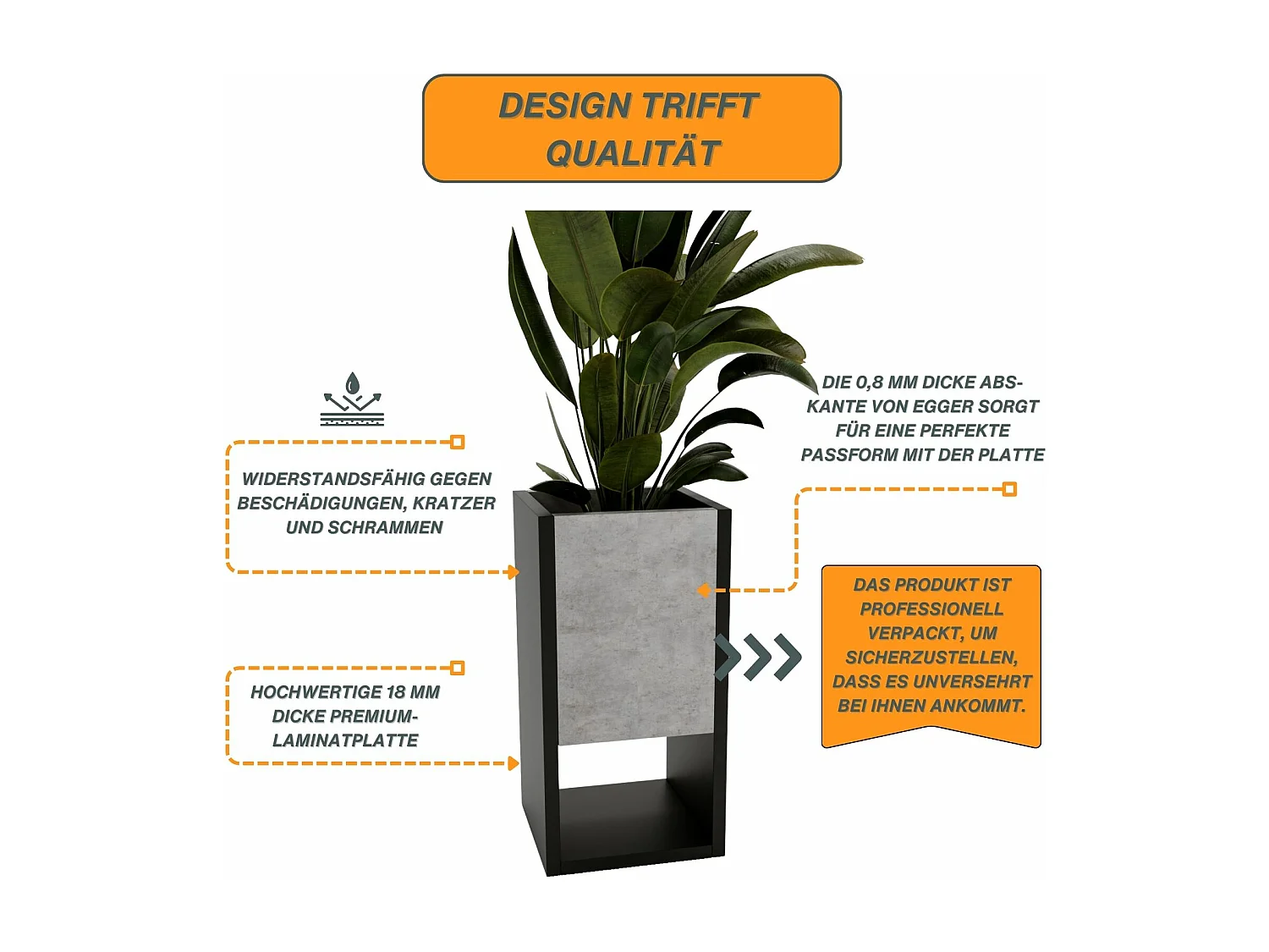 Blumenständer für Innenräume, Blumenkasten ohne Einsatz, Pflanzkasten 45x22,6x22,6cm