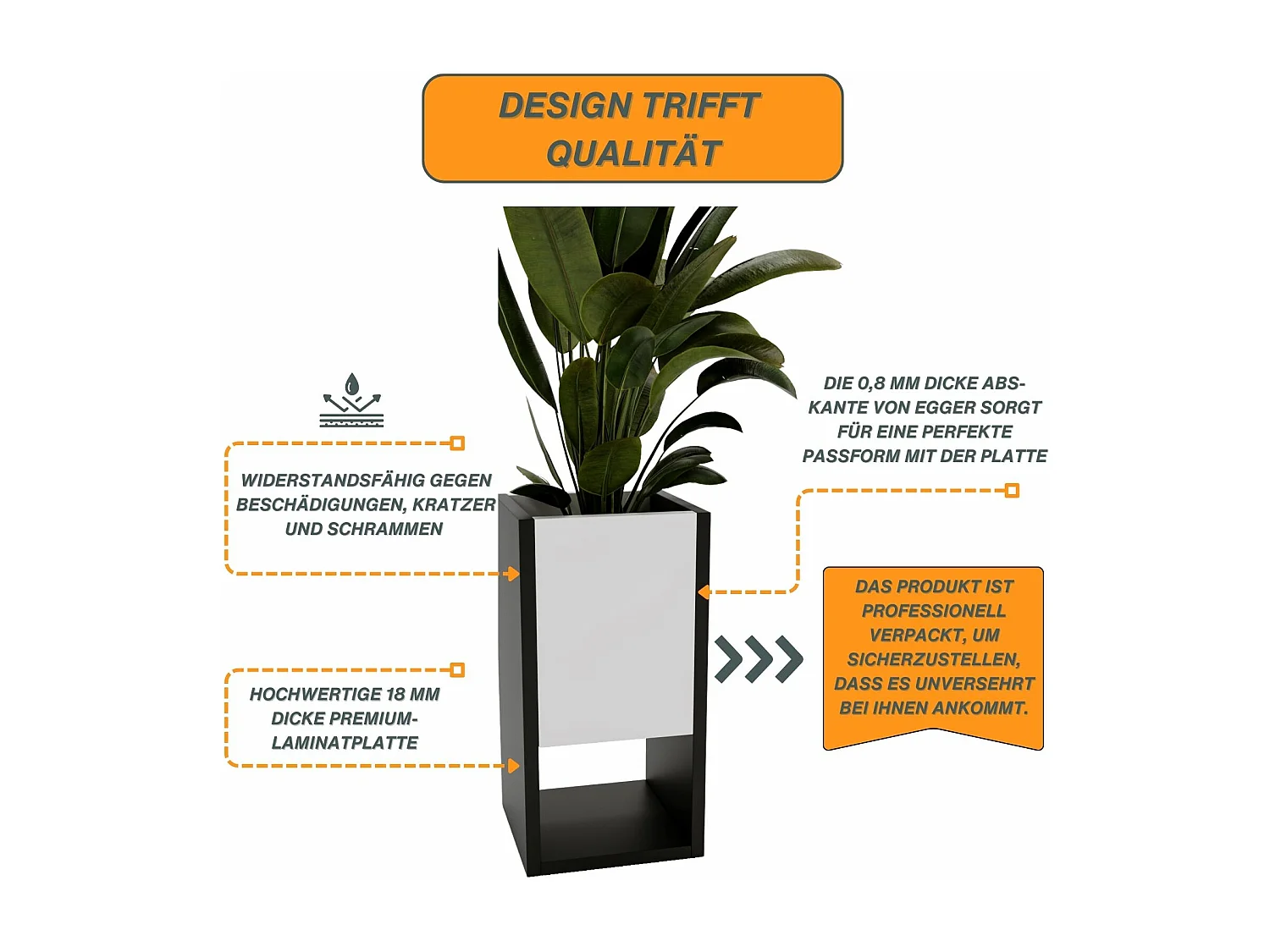 Blumenständer für Innenräume, Blumenkasten ohne Einsatz, Pflanzkasten 45x22,6x22,6cm