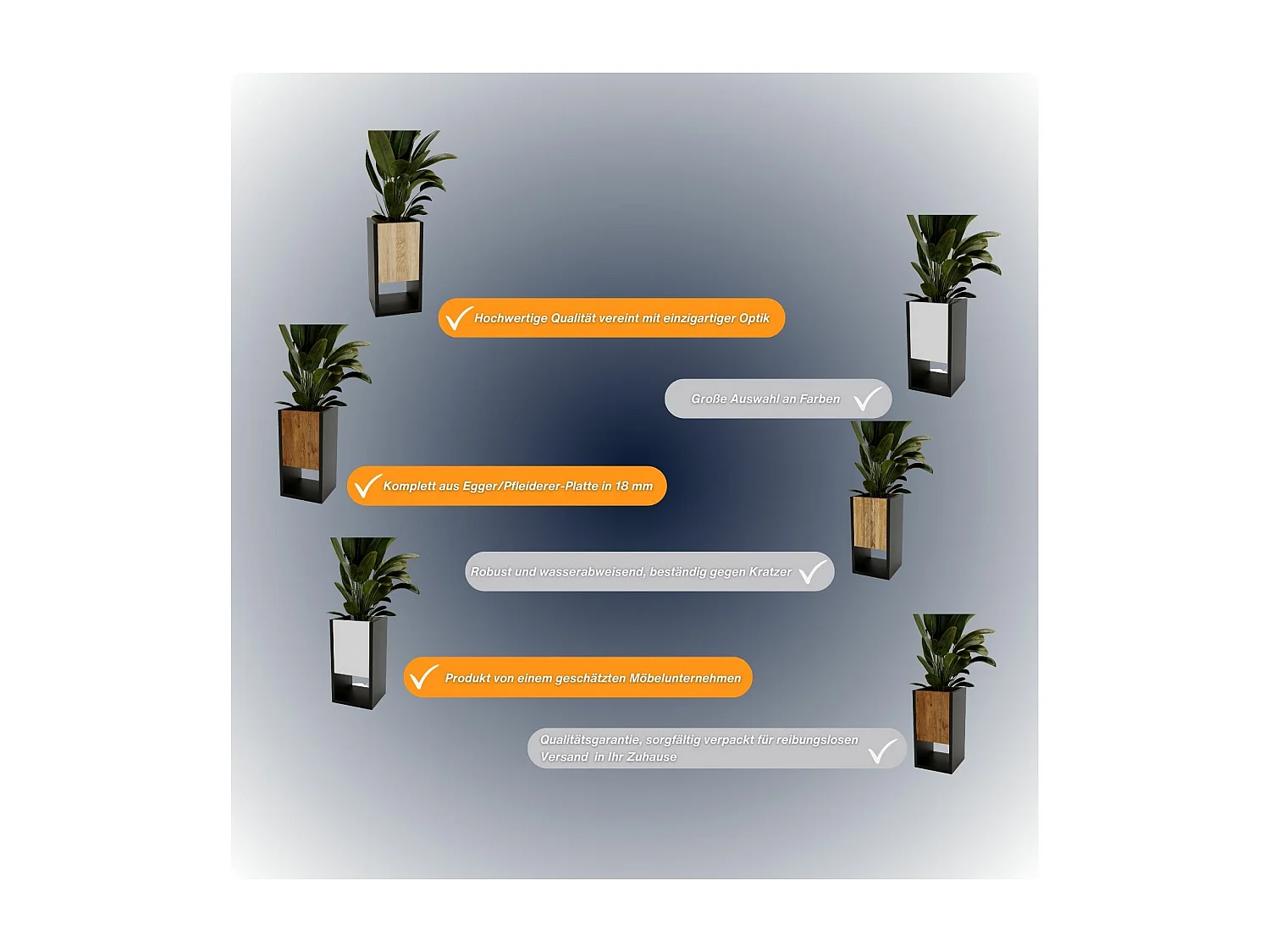 Blumenständer für Innenräume, Blumenkasten ohne Einsatz, Pflanzkasten 45x22,6x22,6cm