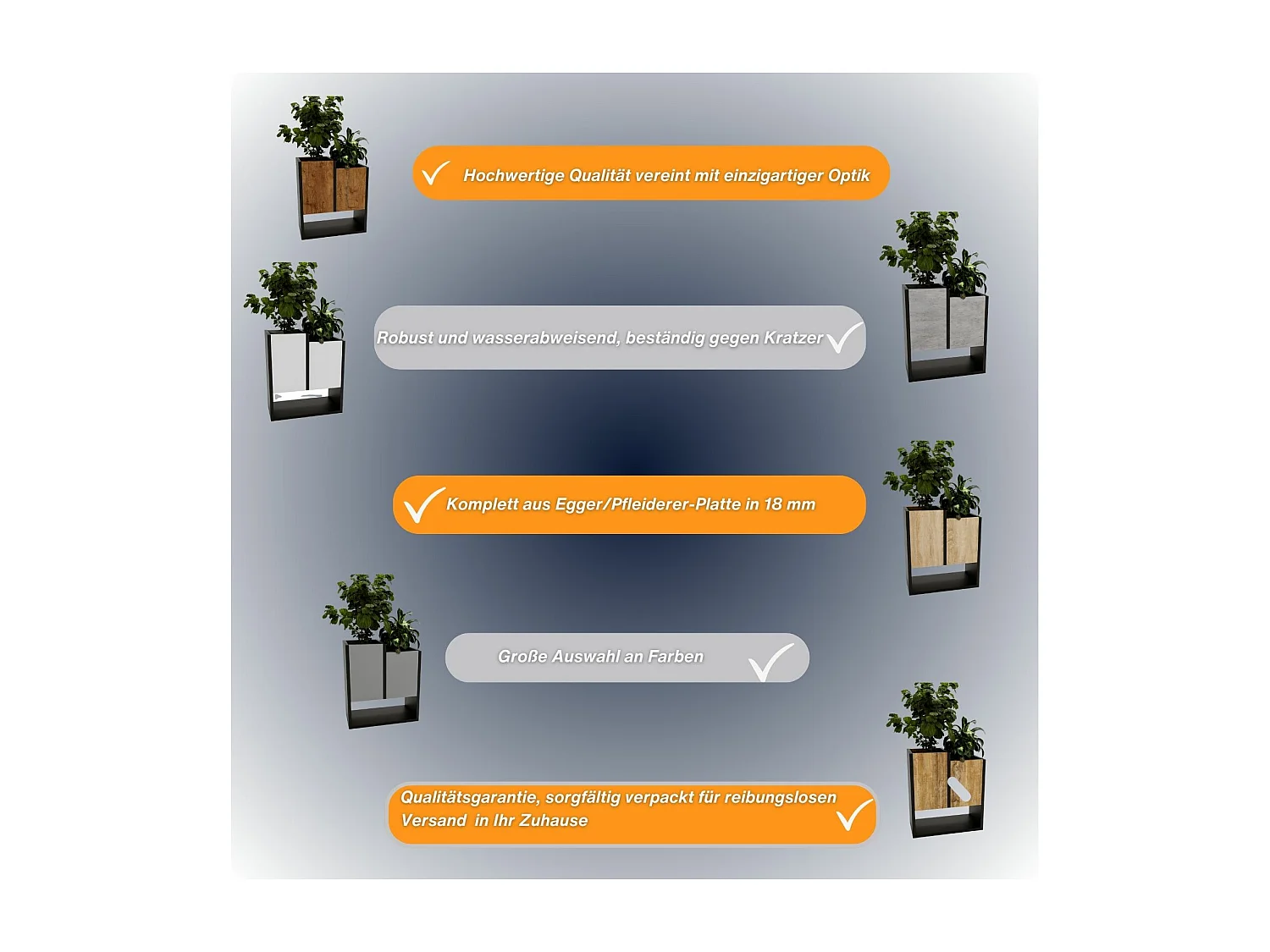 Blumenständer für Innenräume, Blumenkasten ohne Einsatz, Pflanzkasten 50x44x22,6cm