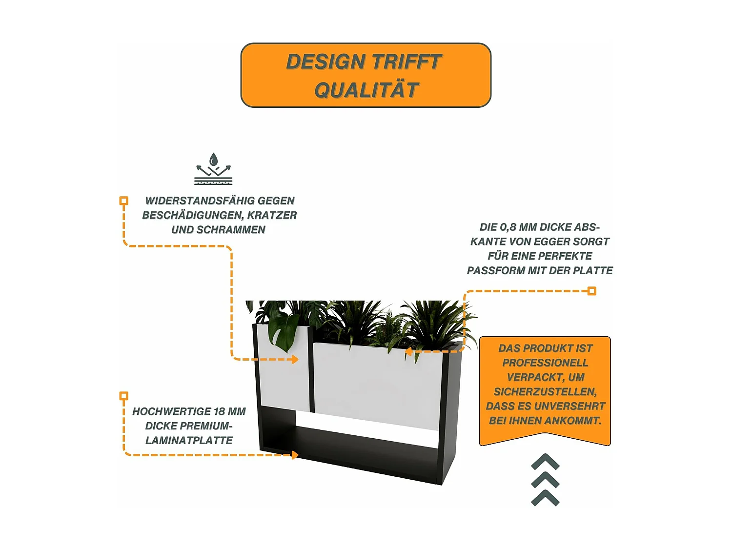 Blumenständer für Innenräume, Blumenkasten ohne Einsatz, Pflanzkasten 45x64,5x22,6cm